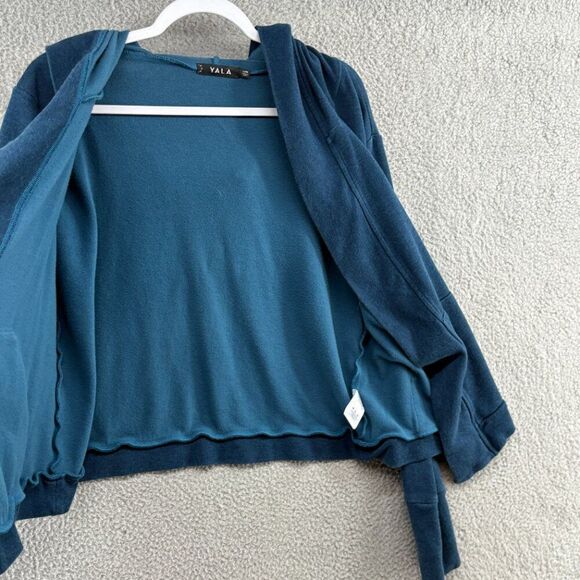 Yala Bamboo sweatshirt hoodie open front with pockets teal S/M casual comfy soft - Picture 8 of 11